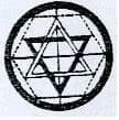 The Seal of Solomon, here the seal of the Order: a six-pointed star with a further inverted triangle set within it, ringed by a dotted circle and enclosed in a heavy band. The house device, cut for several issues and standing at the head of the initiatic articles. Here it heads the homage to Martines de Pasqually.